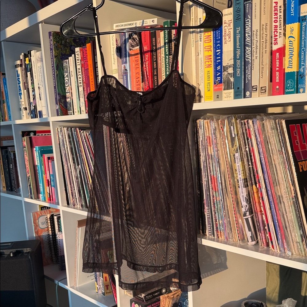 La SENZA Elegant Black Sheer Slip Dress